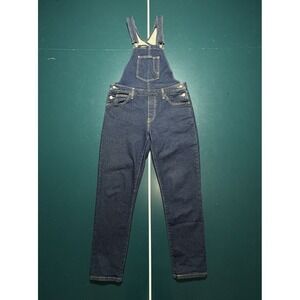 Levi's Denim Overalls Bib Women's Medium Dark Wash Adjustable Straps Jeans EUC